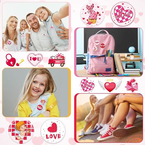 48 Pcs Valentine's Day Heart Arrow Pins 1.6" Exchange Gifts Valentine's Day Buttons Badge for Women Men Party Accessory Decoration, 24 Styles in Saudi Arabia