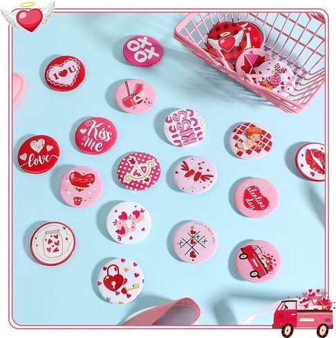 48 Pcs Valentine's Day Heart Arrow Pins 1.6" Exchange Gifts Valentine's Day Buttons Badge for Women Men Party Accessory Decoration, 24 Styles in Saudi Arabia