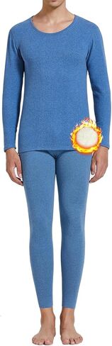 ملابس داخلية حرارية من BeulviK للنساء طويلة جونز مع طبقة أساسية مبطنة بالصوف ملابس داخلية طويلة بيجامات شتوية دافئة قطع علوية سفلية in Kuwait