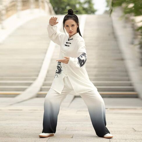 KSUA Unisex Tai Chi Uniform Martial Arts Uniform Traditional Chinese Style for Excerises Qi Gong Kung Fu Wung Chun for Women in Kuwait