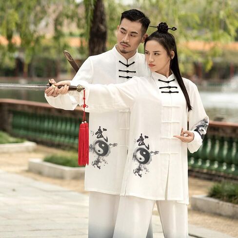 KSUA Unisex Tai Chi Uniform Martial Arts Uniform Traditional Chinese Style for Excerises Qi Gong Kung Fu Wung Chun for Women in Kuwait