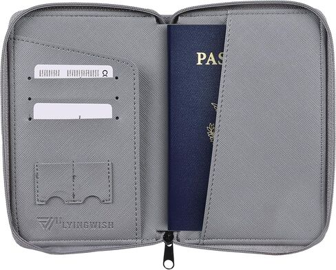 مجموعة حامل جواز السفر وبطاقة الأمتعة من RFID مع إغلاق بسحاب وجيوب Sim | منظم محفظة السفر | حامل مستندات السفر من جلد البولي يوريثان خفيف الوزن للرجال والنساء | محفظة جواز السفر in Kuwait