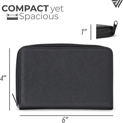 مجموعة حامل جواز السفر وبطاقة الأمتعة من RFID مع إغلاق بسحاب وجيوب Sim | منظم محفظة السفر | حامل مستندات السفر من جلد البولي يوريثان خفيف الوزن للرجال والنساء | محفظة جواز السفر in Kuwait