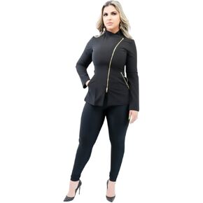 All in beauty Black Top Scrubs for Women, Gold Zipper Aestheticians Uniform for Spa, Esthetician top Scrub Long Sleeve