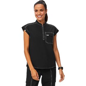 FIGS Kisumu Cargo Scrub Top for Women — Classic Fit, Mandarin Collar, 1 Pocket, 4-Way Stretch — Amazon Exclusive
