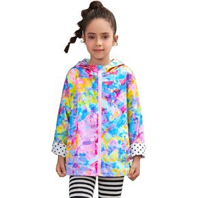 QPANCY Girls Rain Jackets Lightweight Waterproof Hoodie Mid-Length Raincoats Kids Outdoor Windbreaker in Kuwait