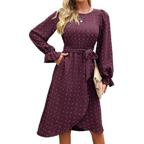 Falechay Summer Dresses for Women 2024 Belted Sleeveless Split Midi Dress Casual Crew Neck Boho Sundress with Pockets