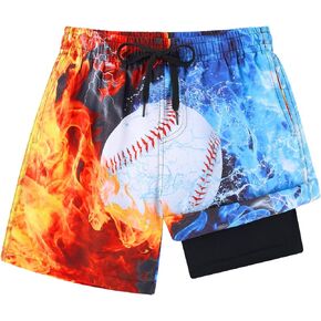 Idgreatim 5-16T Boys Swim Trunks with Compression Liner Summer Beach Quick Dry Swimsuit Bathing Suit in Kuwait