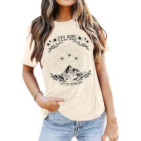 Acotar Velaris قميص المرأة ليلة المحكمة هدية تي شيرت مدينة النجوم تيز كتاب عاشق رسالة مطبوعة كم قصير بلايز in Kuwait