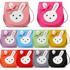 Clysee 10 Pcs Easter Little Girls Rabbit Purse Kids Crossbody Bags Bunny Ear Bow Purse PU Cute Small Shoulder Mini Wallets Handbag for Girls Toddlers Little Kids, 10 Colors in Kuwait