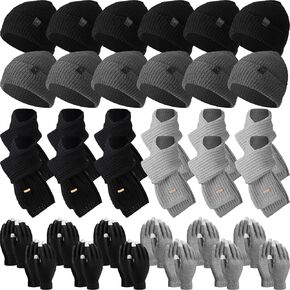 Cutecrop 36 Pcs Winter Knit Hat Beanie Scarf Gloves Set Warm Skull Caps Neck Scarves Long Scarf Touchscreen Gloves for Men Women Cold Weather, 2 Colors in Saudi Arabia