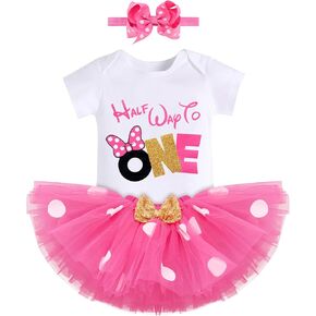 IBTOM CASTLE Polka Dots 1st 2nd 3rd Birthday Party Outfit for Baby Girl Princess Top+Tutu Skirt Dress up Photo Shoot Set in Saudi Arabia