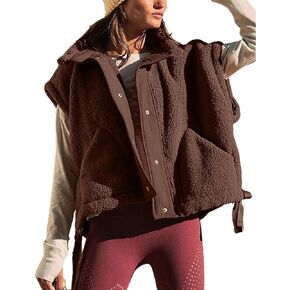 APAFES المرأة المتضخم سترة صوف شتاء دافئ الوقوف طوق Flysleeve غامض جاكيتات ملابس خارجية معطف مع جيوب