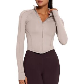 Womens Zip Up Bbl Jacket Lightweight Cropped Athletic Jacket Track Gym Workout Jackets for Running Yoga Hiking