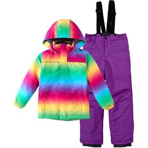 C2M Girls Boys 2 Piece Snowsuit Hooded Warm Insulated Ski Jacket and Pants