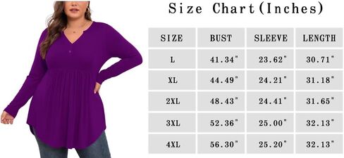 SHIJIALI Women's Plus Size Henley Shirts V Neck Button Tunic Tops Casual Long Sleeve Swing Flowy Blouse in Saudi Arabia