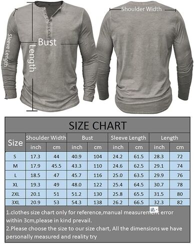 قمصان Viwedo الرجالية المتعثرة Henley بأكمام طويلة وأزرار مغسولة in Kuwait