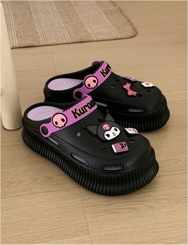 شباشب كرتونية لطيفة من CEINOM شباشب Kuromi Kawaii للنساء شرائح سحابية للاستخدام الداخلي والخارجي أحذية حديقة ناعمة مريحة ومضادة للانزلاق in Kuwait