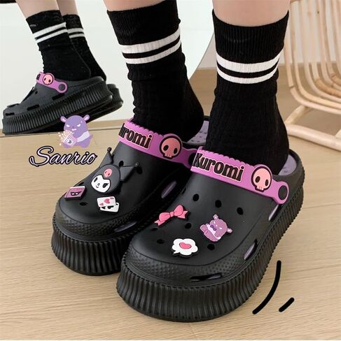 شباشب كرتونية لطيفة من CEINOM شباشب Kuromi Kawaii للنساء شرائح سحابية للاستخدام الداخلي والخارجي أحذية حديقة ناعمة مريحة ومضادة للانزلاق in Kuwait
