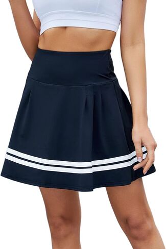 KOJOOIN Women's Tennis Skirt high Waisted Pleated Golf Athletic Skorts Mini Skirts with Pockets Shorts for Causal Workout Running Sports Navy S in Saudi Arabia