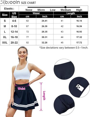 KOJOOIN Women's Tennis Skirt high Waisted Pleated Golf Athletic Skorts Mini Skirts with Pockets Shorts for Causal Workout Running Sports Navy S in Saudi Arabia