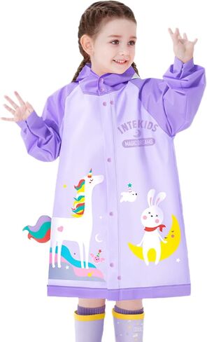 Toddler Raincoat for Boys Girls Rain Poncho Waterpoof Kids Rain Jacket 3D Cartoon Hoodie Kids Rainwear L Size 5-6 Years in Kuwait