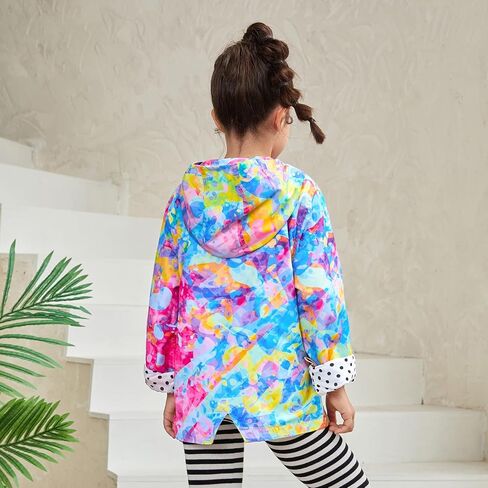 QPANCY Girls Rain Jackets Lightweight Waterproof Hoodie Mid-Length Raincoats Kids Outdoor Windbreaker in Kuwait