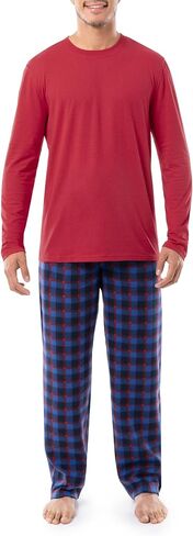 Varsity Men's Long Sleeve Jersey Knit Top and Fleece Pant Sleep Set in Saudi Arabia