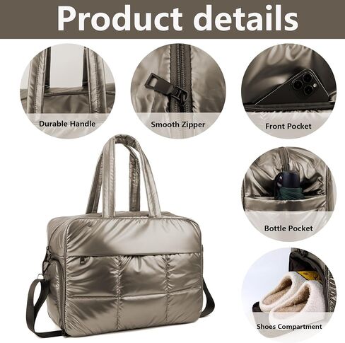 ORAD Weekender Fluffy Bag Quilted Nylon Puffer Tote Bag Personal Item Bag for Airlines Overnight Bag Gym Bag in Saudi Arabia