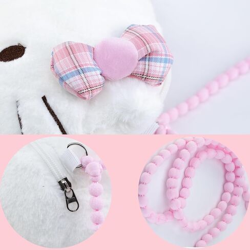 محفظة كروس لطيفة من القطيفة للفتيات، حقيبة كتف Kawaii Bowknot (ضيقة) in Kuwait