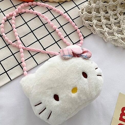 محفظة كروس لطيفة من القطيفة للفتيات، حقيبة كتف Kawaii Bowknot (ضيقة) in Kuwait