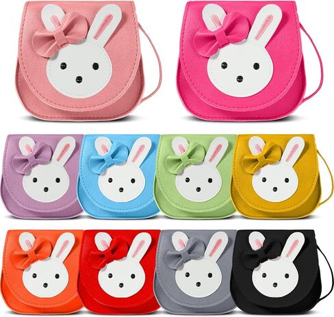 Clysee 10 Pcs Easter Little Girls Rabbit Purse Kids Crossbody Bags Bunny Ear Bow Purse PU Cute Small Shoulder Mini Wallets Handbag for Girls Toddlers Little Kids, 10 Colors in Kuwait