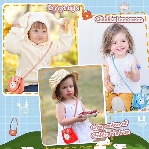 Clysee 10 Pcs Easter Little Girls Rabbit Purse Kids Crossbody Bags Bunny Ear Bow Purse PU Cute Small Shoulder Mini Wallets Handbag for Girls Toddlers Little Kids, 10 Colors in Kuwait