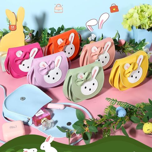 Clysee 10 Pcs Easter Little Girls Rabbit Purse Kids Crossbody Bags Bunny Ear Bow Purse PU Cute Small Shoulder Mini Wallets Handbag for Girls Toddlers Little Kids, 10 Colors in Kuwait
