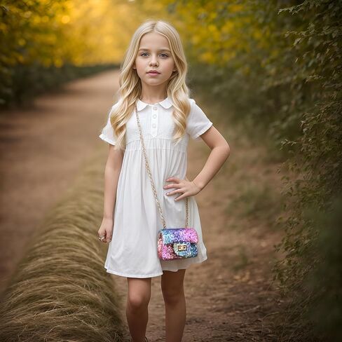 ميايون محفظة جليتر للبنات مزينة بالترتر اللامع، شنط كروس للبنات الصغيرات والاطفال بتصميم قوس قزح in Kuwait