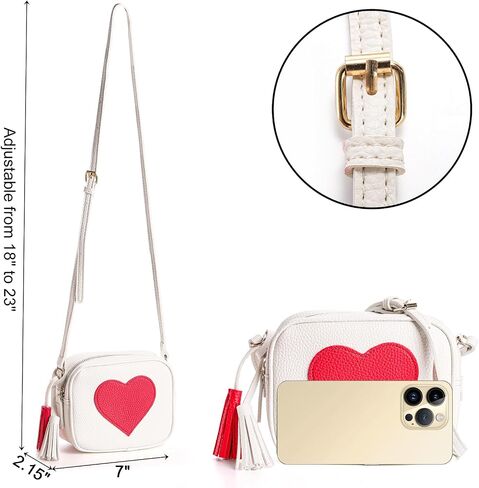 Jucoan 2 Pack Girl Crossbody Purse Bag, Heart PU Leather Shoulder Bag with Tassel Adjusted Strap for Kids Girls Teen Woman in Saudi Arabia