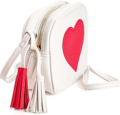 Jucoan 2 Pack Girl Crossbody Purse Bag, Heart PU Leather Shoulder Bag with Tassel Adjusted Strap for Kids Girls Teen Woman in Saudi Arabia