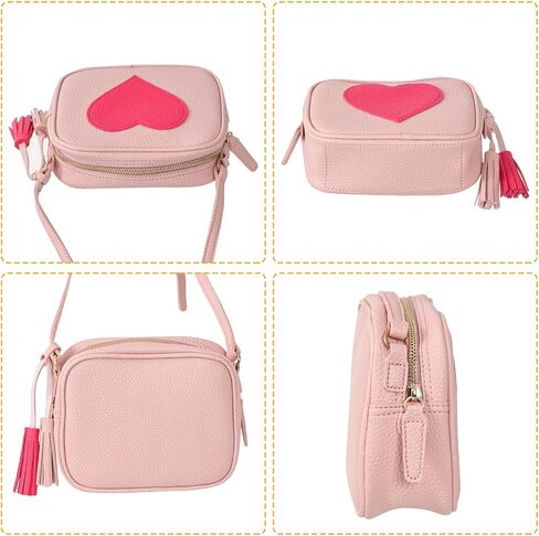 Miayon الفتيات محفظة جلدية نمط القلب حقائب كروسبودي مع شرابة للفتيات الجدة محافظ حقيبة الكتف مع الأشرطة قابل للتعديل للأطفال النساء in Kuwait