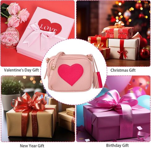 Miayon الفتيات محفظة جلدية نمط القلب حقائب كروسبودي مع شرابة للفتيات الجدة محافظ حقيبة الكتف مع الأشرطة قابل للتعديل للأطفال النساء in Kuwait