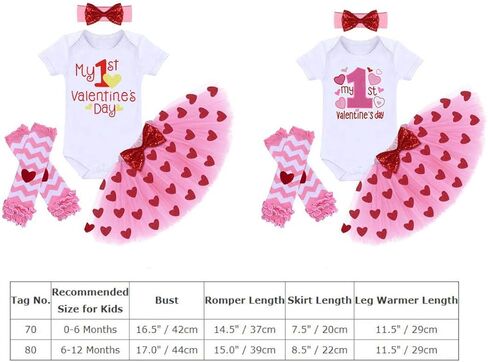 IBTOM CASTLE My First Valentine's Day Easter Outfit for Infant Baby Girl Romper Tulle Skirt Headband W/Leg Warmers Set in Kuwait
