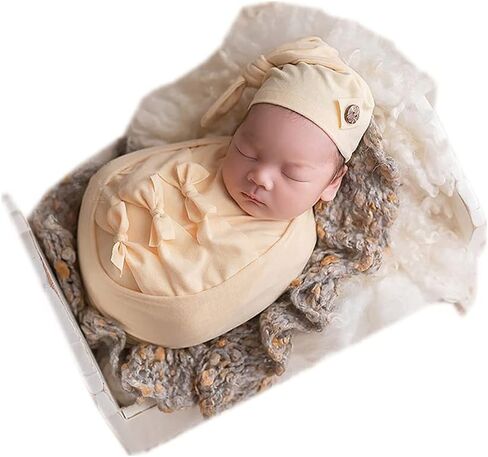 Vemonllas Newborn Photography Props Outfit Boy Girls Hat,Bow Wrap,Posing Aid Moon,Flower Headdress Baby Photo Props Pack of 5 in Kuwait