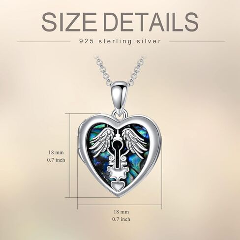 YOSOPRETTY Angel Wings Locket Necklace 925 Sterling Silver Picture Photo Heart Pendant Necklace Key necklace Jewelry Gifts for Women Girls, Sterling Silver, No Gemstone in Kuwait