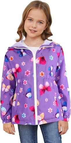 سترة المطر للفتيات والأولاد من MODAFANS خفيفة الوزن ومقاومة للماء وبطانة من الصوف ومعاطف المطر سترة واقية للاستخدام في الهواء الطلق من 4 إلى 13 عامًا in Kuwait