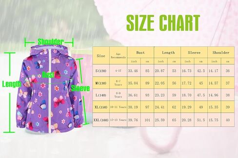 سترة المطر للفتيات والأولاد من MODAFANS خفيفة الوزن ومقاومة للماء وبطانة من الصوف ومعاطف المطر سترة واقية للاستخدام في الهواء الطلق من 4 إلى 13 عامًا in Kuwait