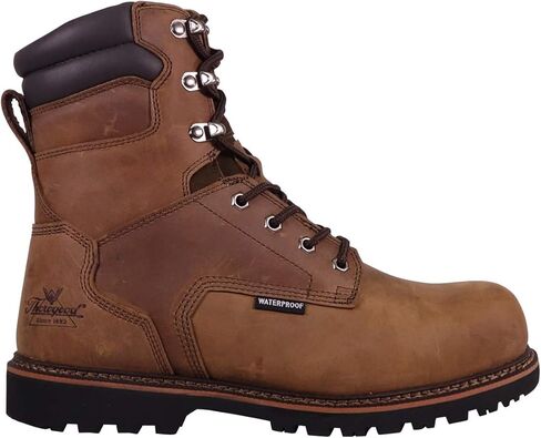 أحذية عمل Thorogood V-Series مقاس 8 بوصات مركبة معزولة مقاومة للماء عند أصابع القدم للرجال - جلد فاخر مع ثينسوليت 3M، ونعل داخلي مريح، ونعل خارجي من شيفرون؛ تصنيف ASTM in Saudi Arabia