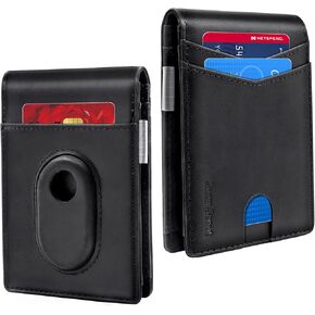 Wallet for Galaxy SmartTag2, Money Clip Version, RFID Blocking Genuine Leather Bifold Wallet With Gift Box (Not Include Tracker)