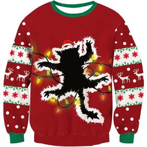 RAISEVERN Men's Light Up Ugly Christmas Sweater Knitted Pullover Tops
