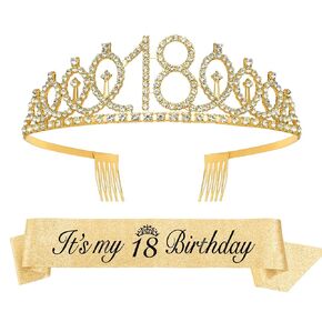 Birthday Sash for Women,21st Birthday Sash,21st Birthday Crown, Birthday Girl Sash,Birthday Tiara Rose Gold,Birthday Girl Headband,21st Birthday Gifts for Her Birthday Queen Sash,Birthday Decorations