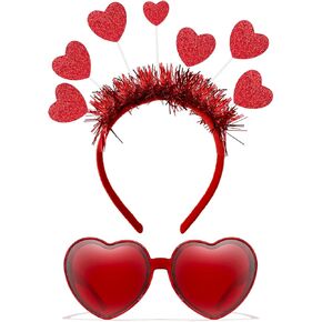 Pick Valley Valentine Day Heart Headband and Heart Sunglass with Red Heart Antenna Headband for Valentines Day Wedding in Saudi Arabia