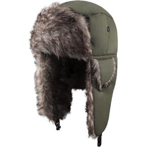 الصياد قبعة دافئة الروسية جندي قبعة للجنسين فو الفراء الشتاء الصياد قبعة الصيد يندبروف تزلج جندي قبعة قبعة دافئة in Kuwait